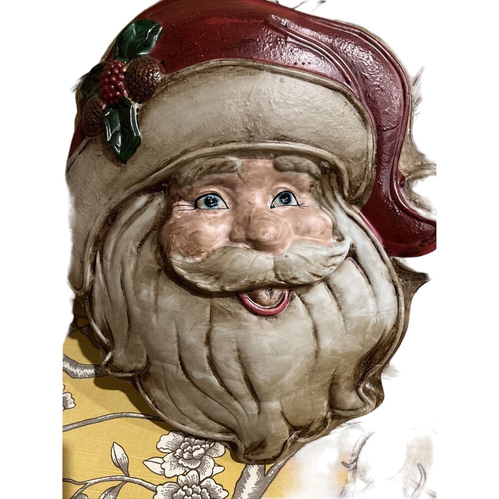 Vintage Plastic Light Up Santa Face